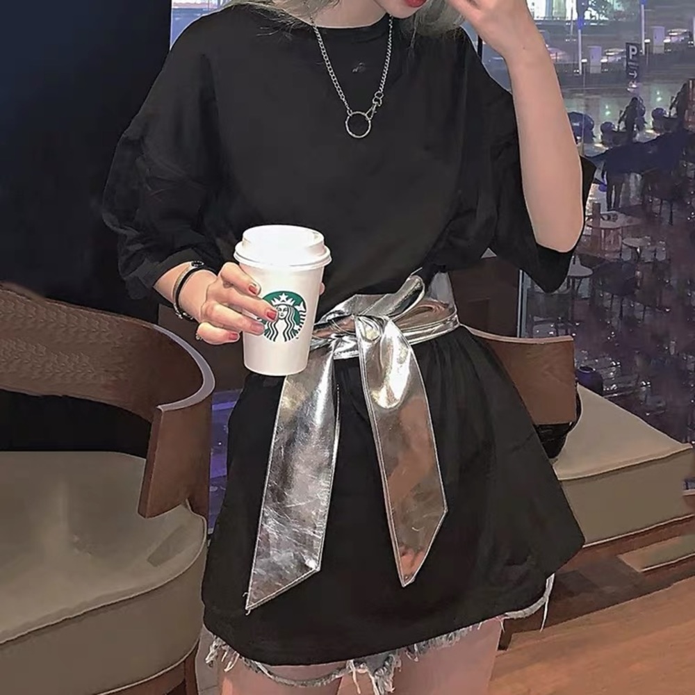 T-Shirt Dress with Silver Belt